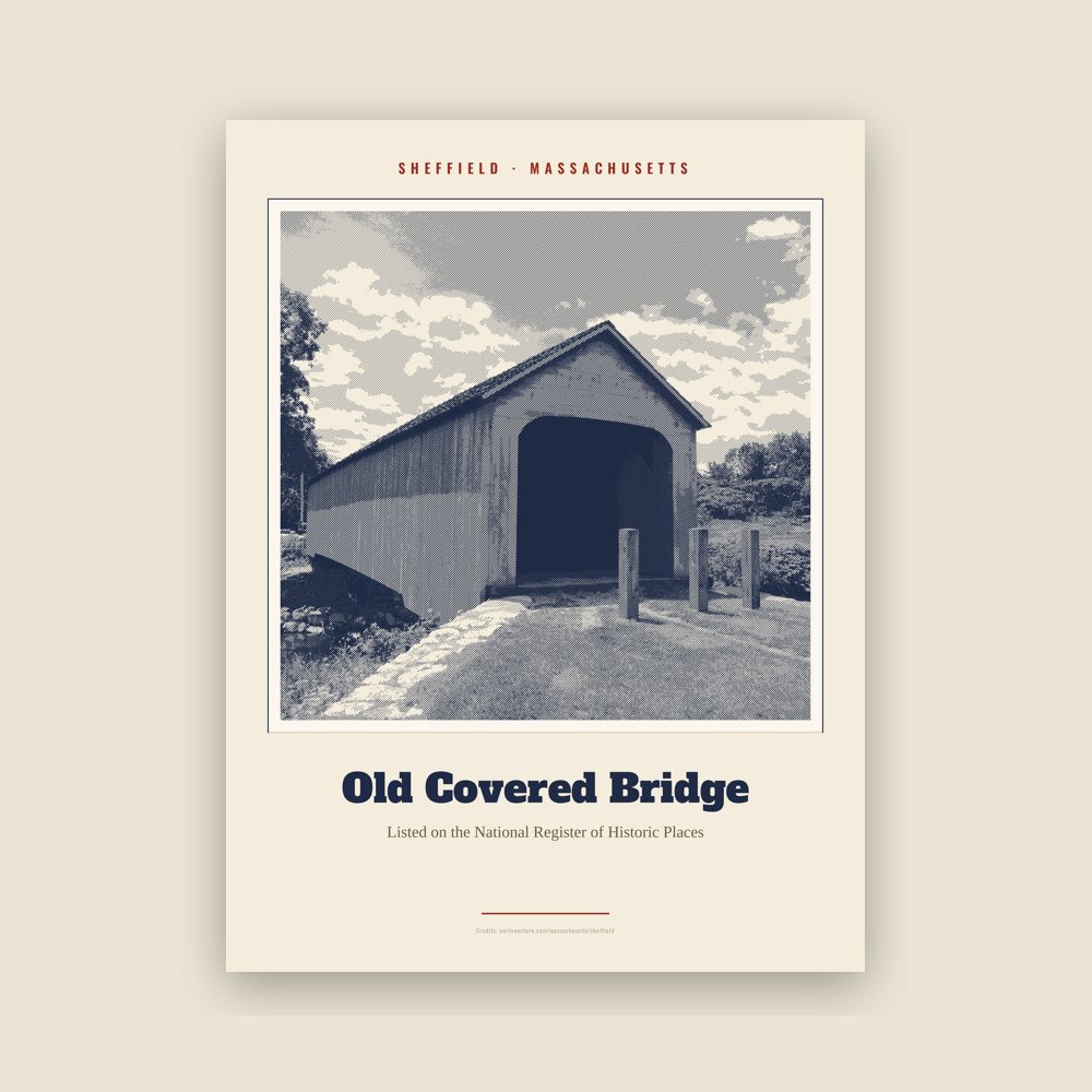 Sheffield Old Covered Bridge Landmark Print