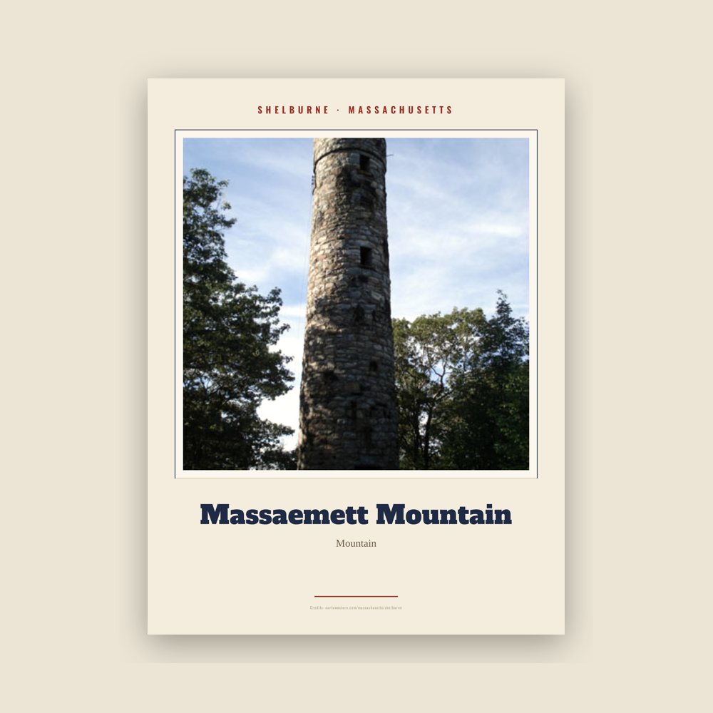Shelburne Massaemett Mountain Landmark Print