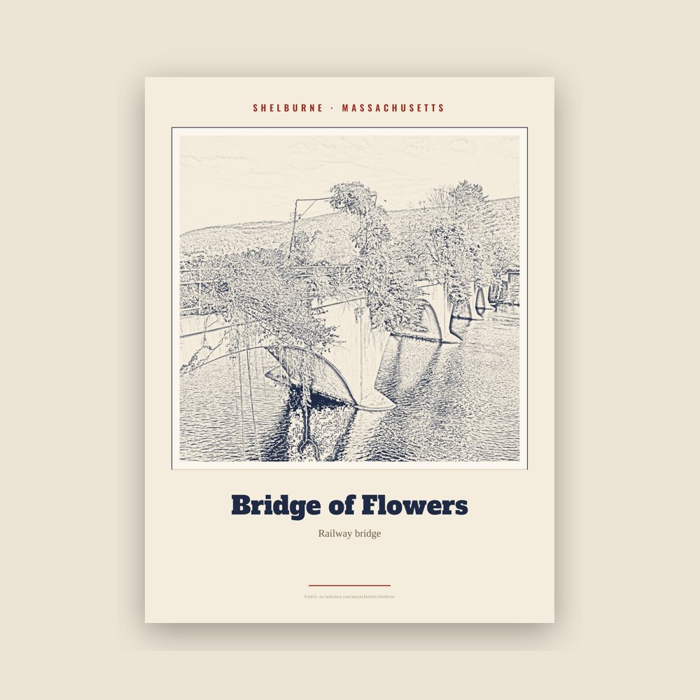 Shelburne Bridge of Flowers Landmark Print