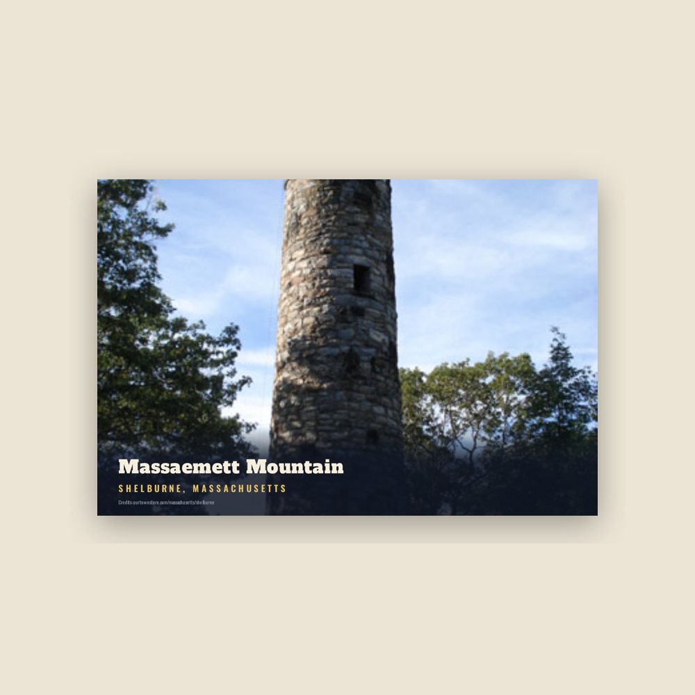 Shelburne Massaemett Mountain Postcard