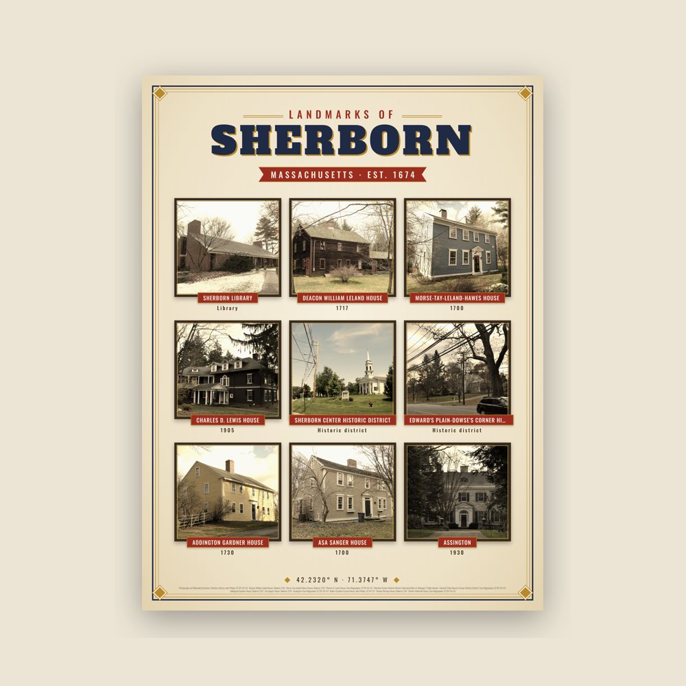 Sherborn Landmarks Photo Poster