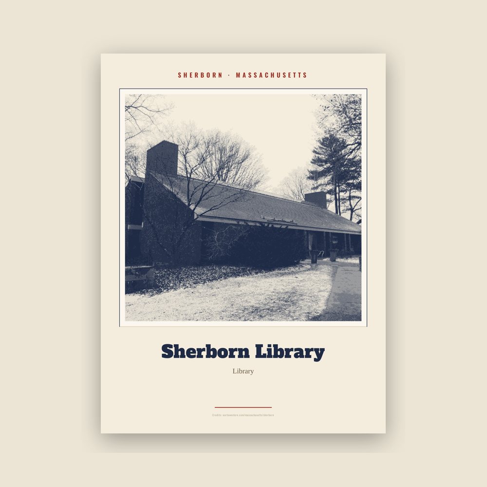 Sherborn Sherborn Library Landmark Print