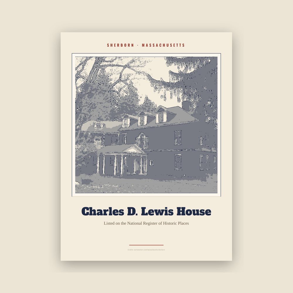 Sherborn Charles D. Lewis House Landmark Print