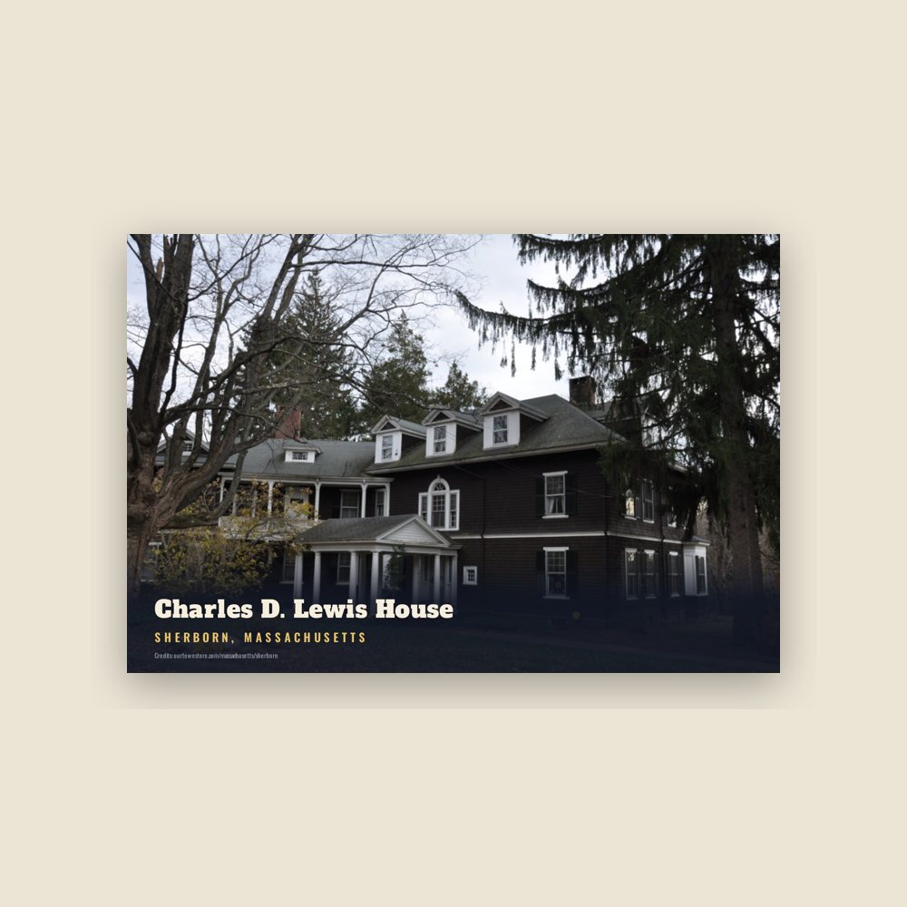 Sherborn Charles D. Lewis House Postcard