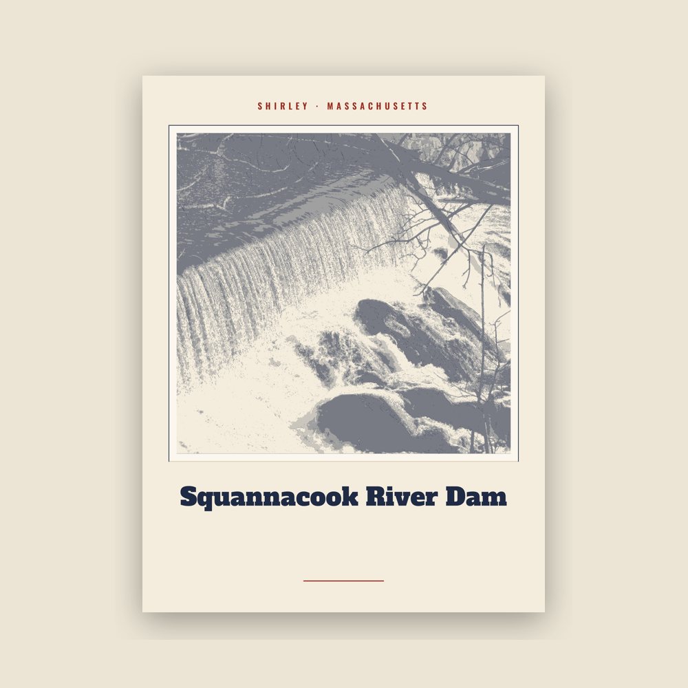 Shirley Squannacook River Dam Landmark Print