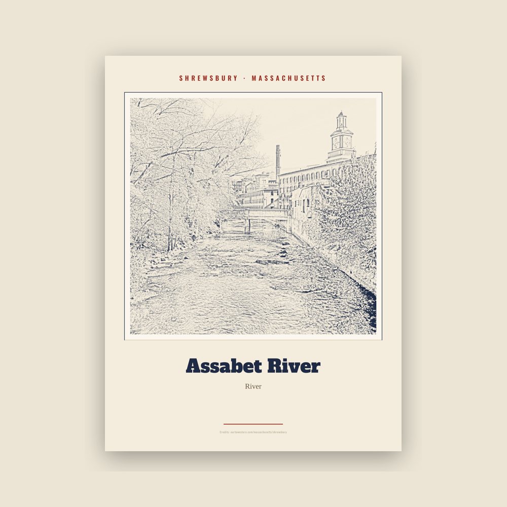 Shrewsbury Assabet River Landmark Print