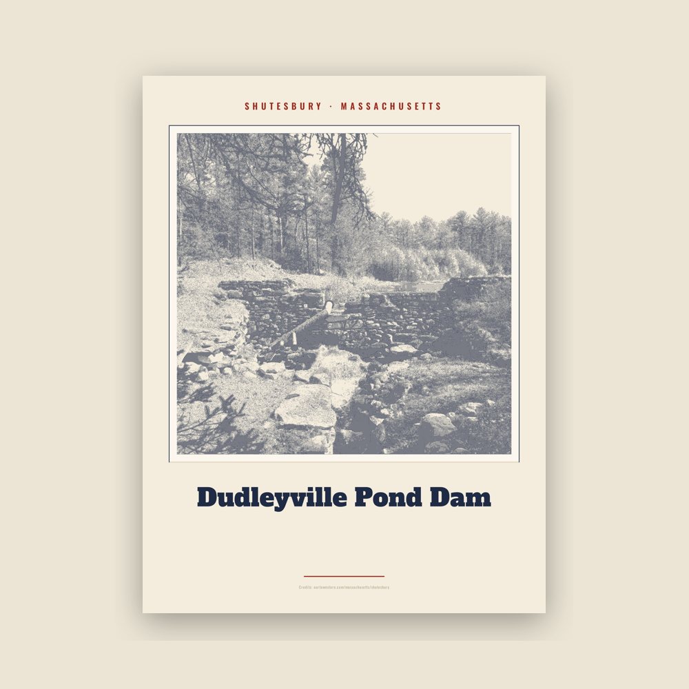 Shutesbury Dudleyville Pond Dam Landmark Print