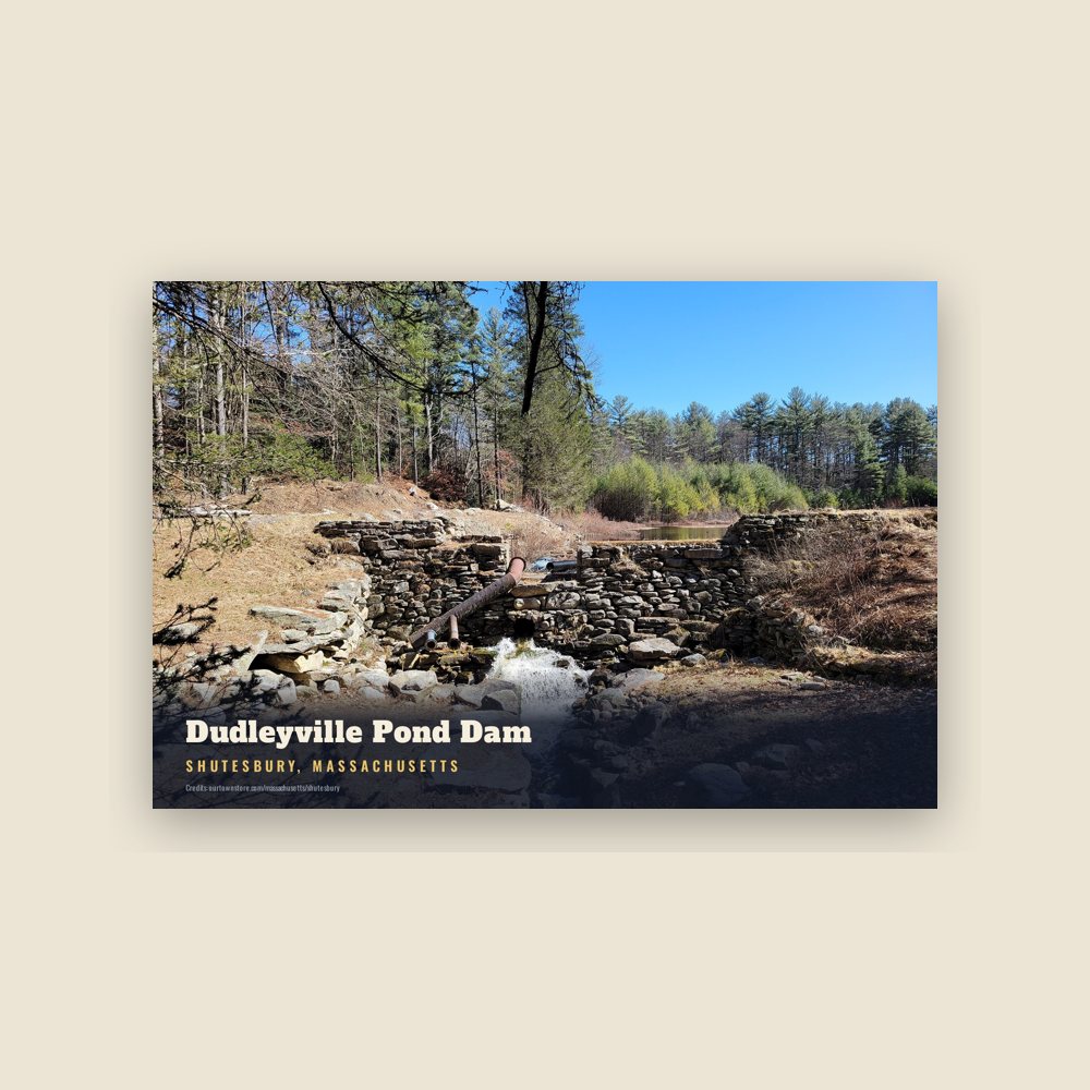Shutesbury Dudleyville Pond Dam Postcard