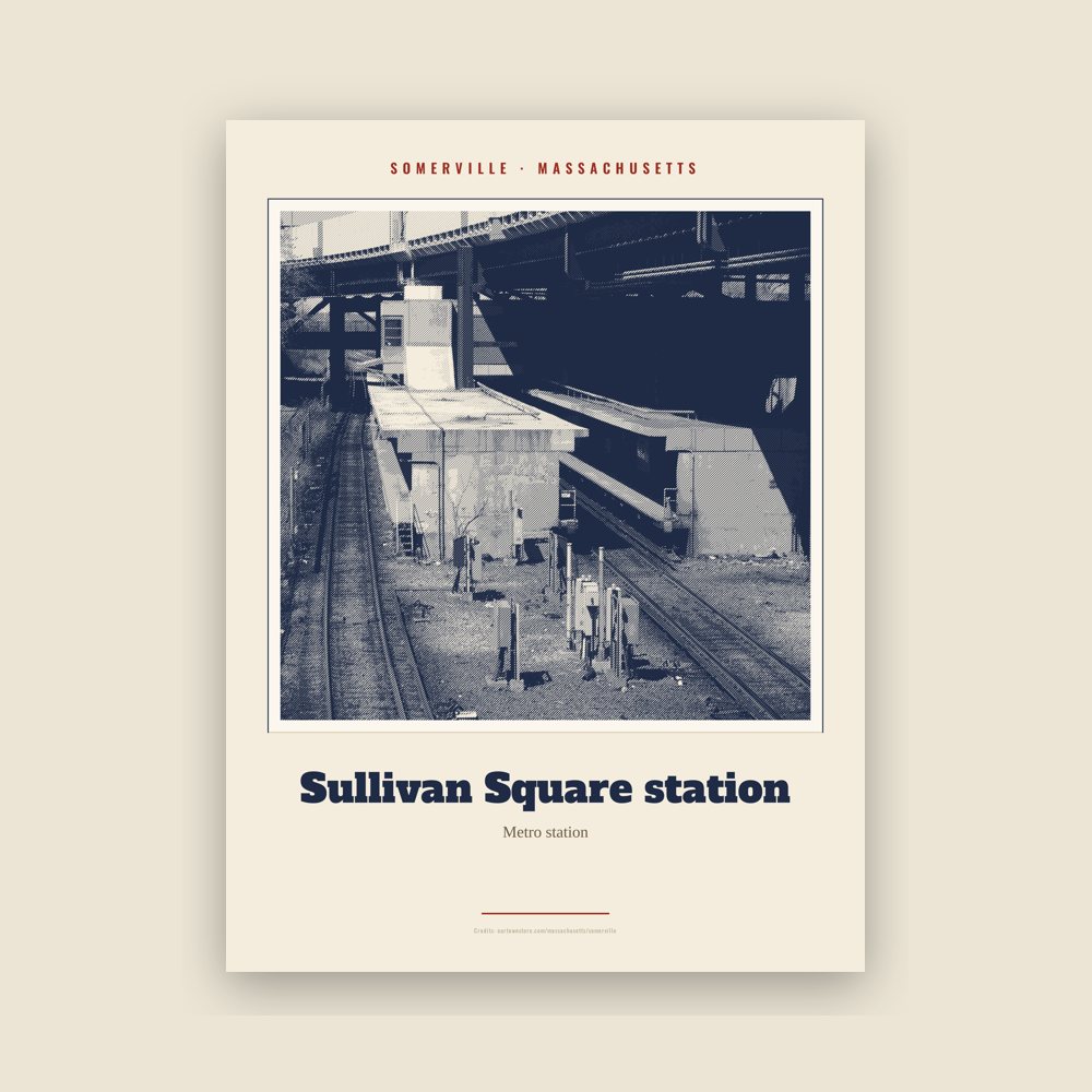 Somerville Sullivan Square station Landmark Print