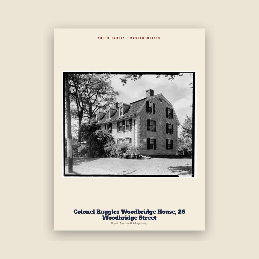 South Hadley Colonel Ruggles Woodbridge House, 26 Woodbridge Street Archive Print