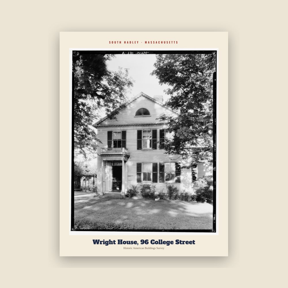 South Hadley Wright House, 96 College Street Archive Print