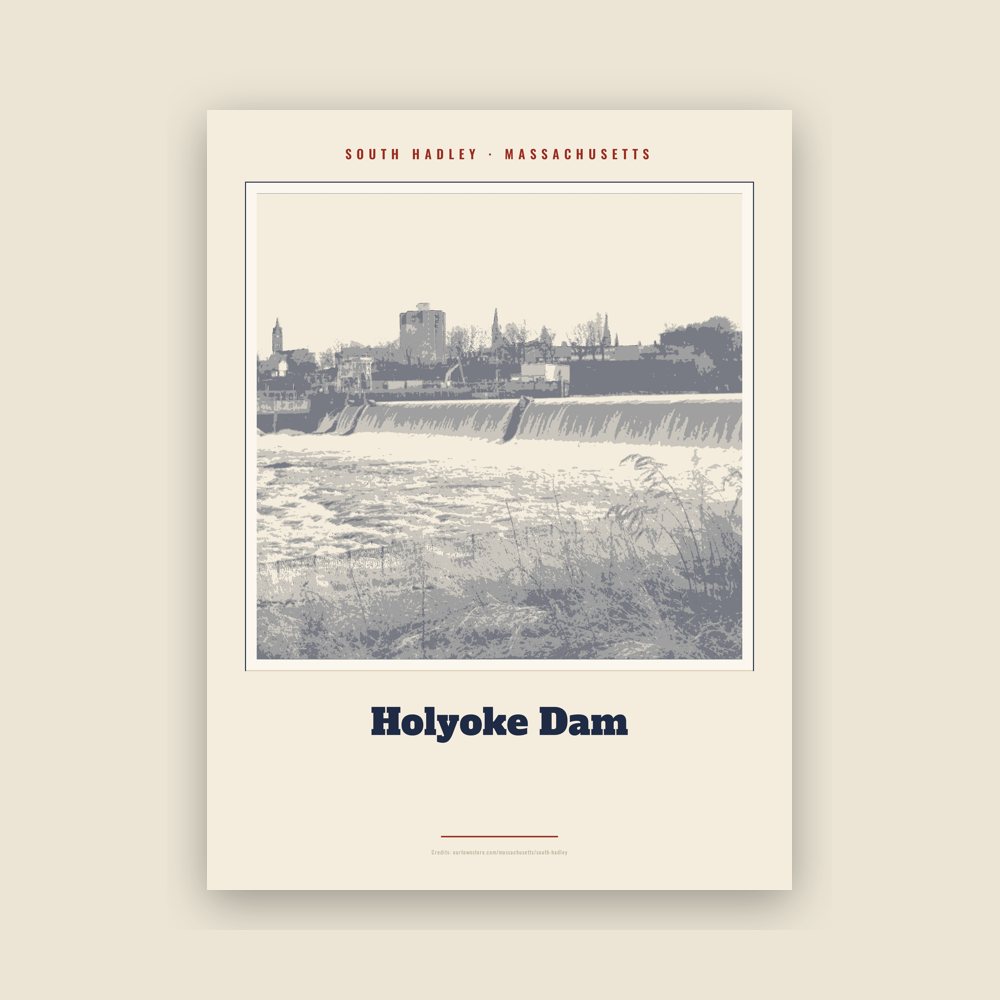 South Hadley Holyoke Dam Landmark Print