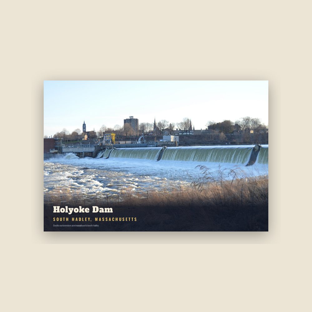 South Hadley Holyoke Dam Postcard