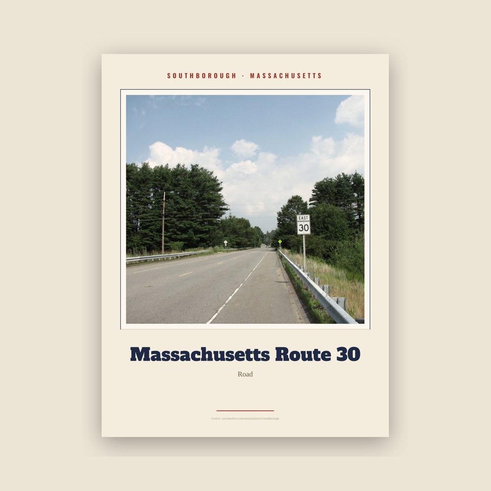 Southborough Massachusetts Route 30 Landmark Print
