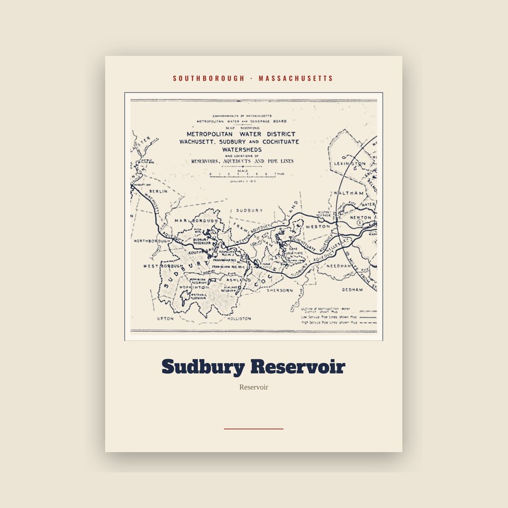 Southborough Sudbury Reservoir Landmark Print