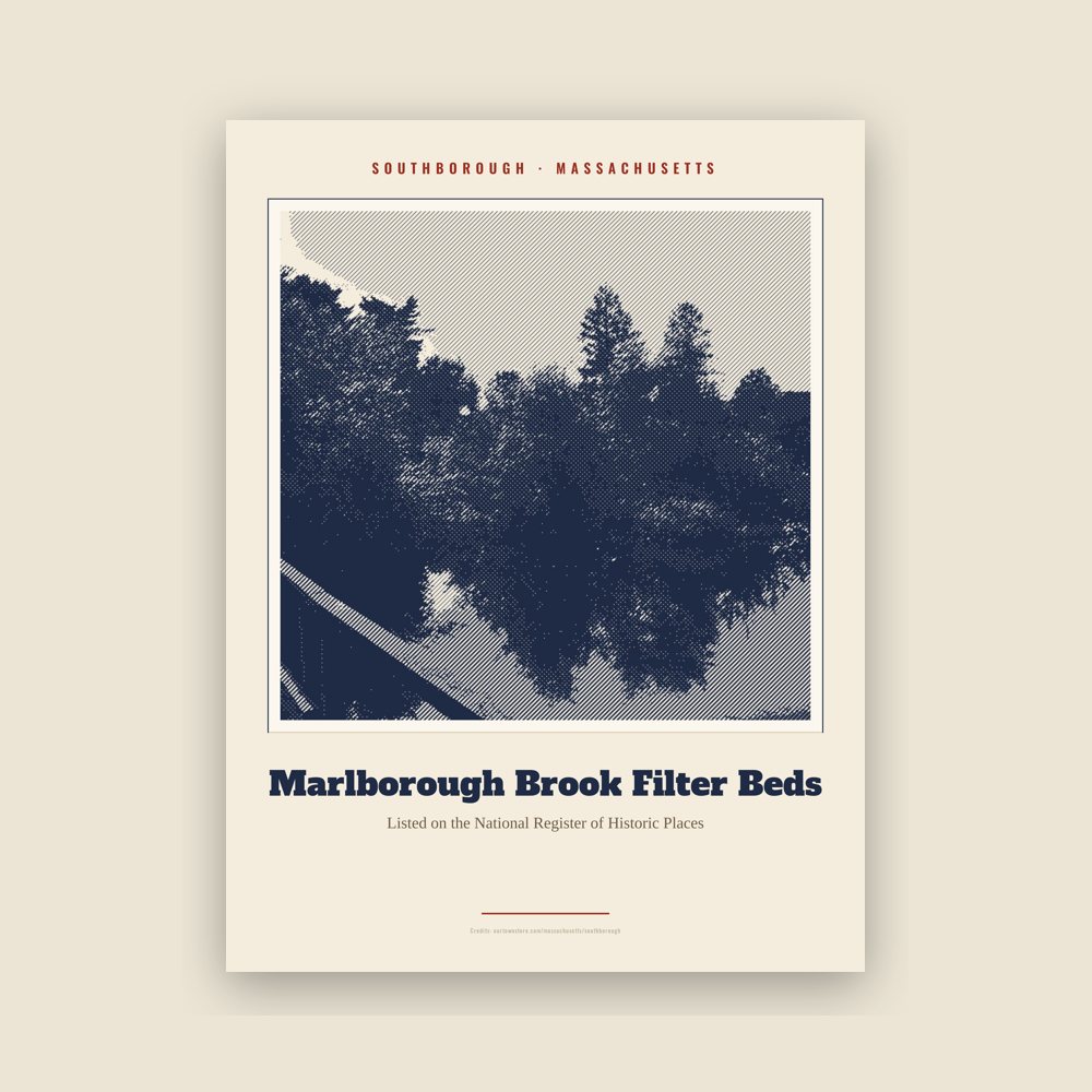 Southborough Marlborough Brook Filter Beds Landmark Print