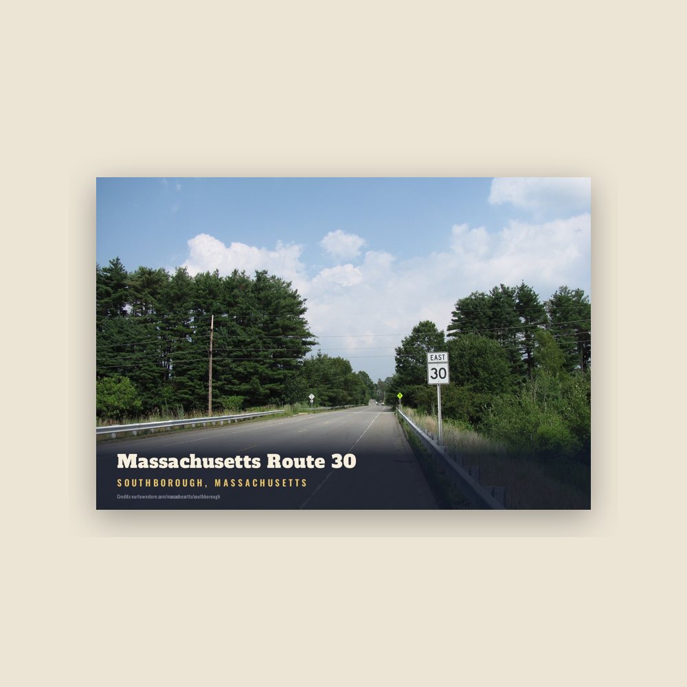 Southborough Massachusetts Route 30 Postcard