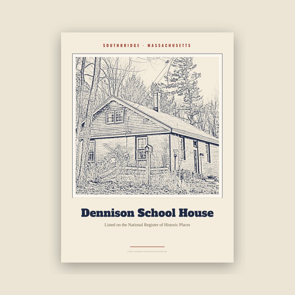 Southbridge Dennison School House Landmark Print