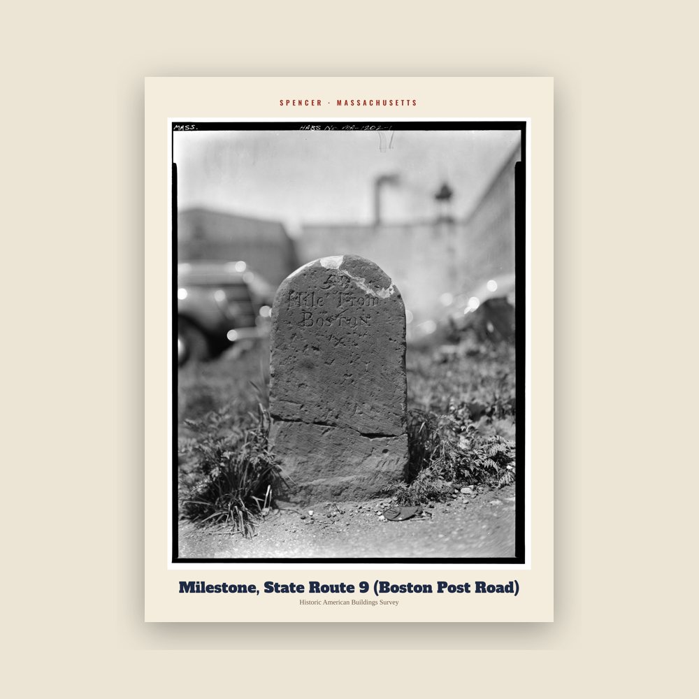 Spencer Milestone, State Route 9 (Boston Post Road) Archive Print