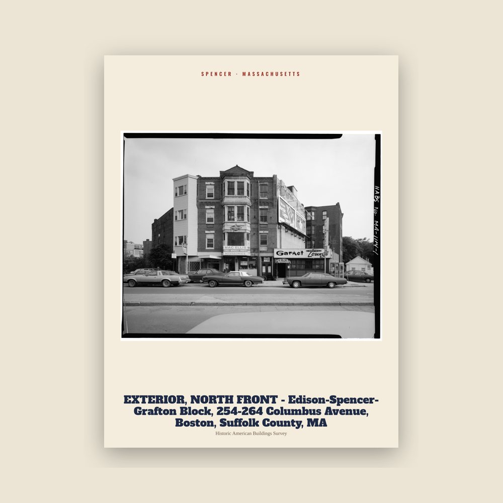 Spencer EXTERIOR, NORTH FRONT - Edison-Spencer-Grafton Block, 254-264 Columbus Avenue, Boston, Suffolk County, MA Archive Print