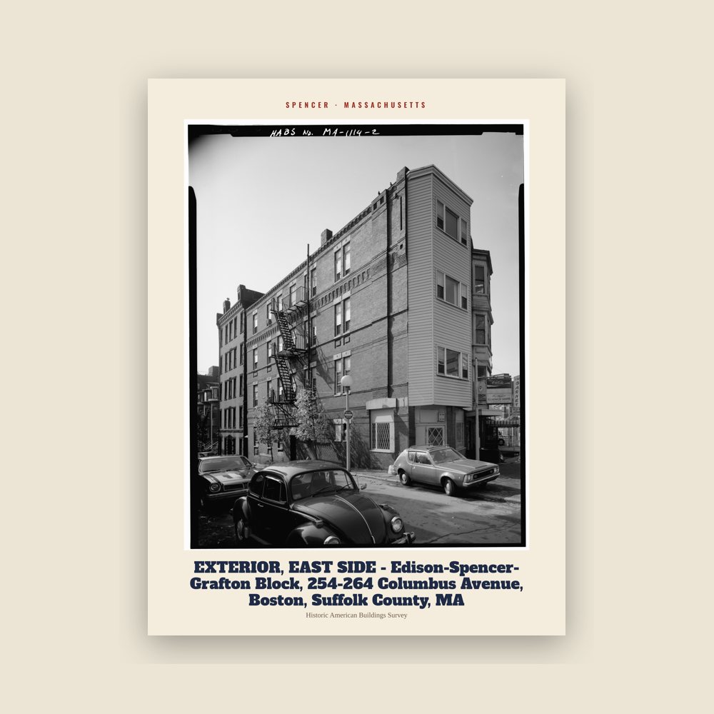 Spencer EXTERIOR, EAST SIDE - Edison-Spencer-Grafton Block, 254-264 Columbus Avenue, Boston, Suffolk County, MA Archive Print