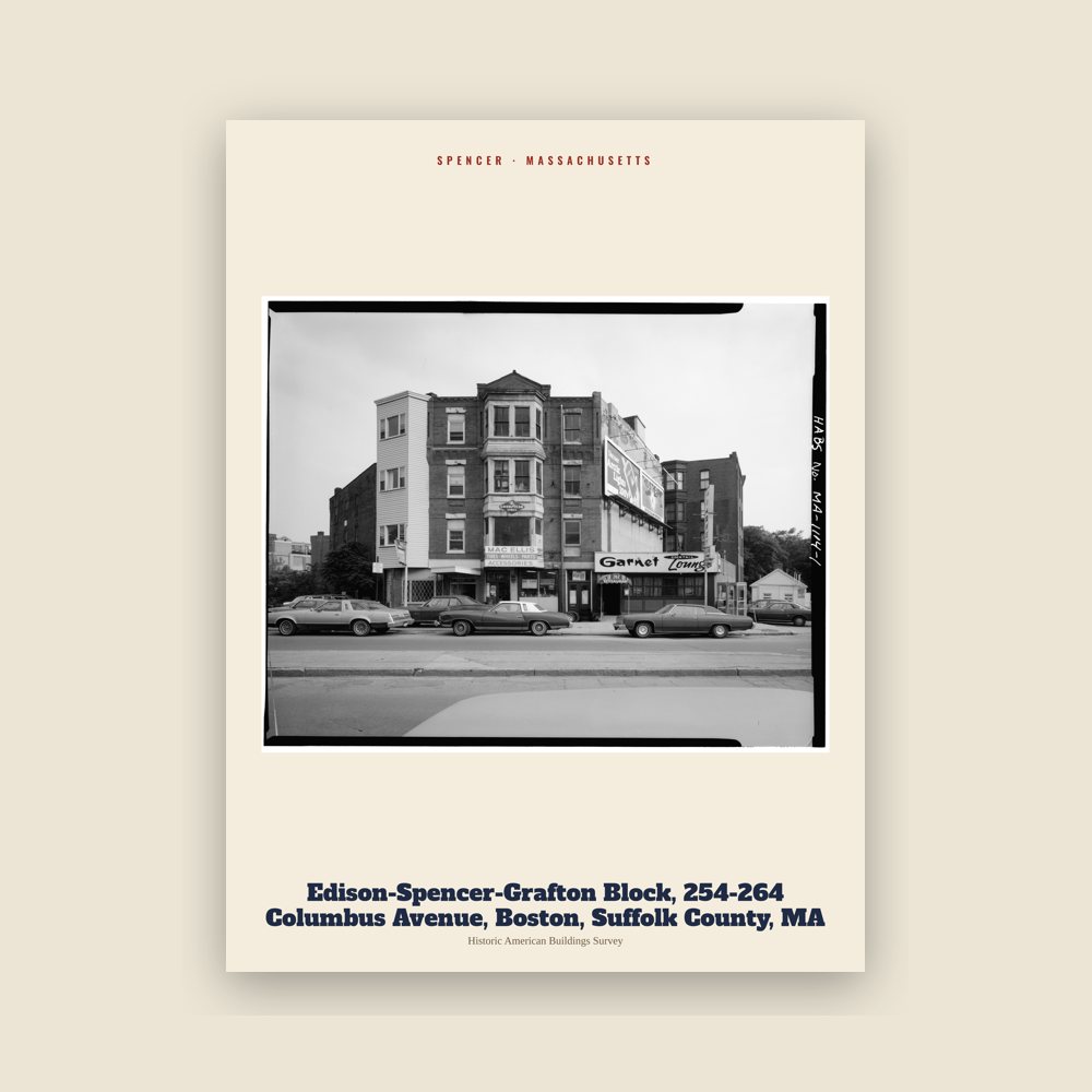 Spencer Edison-Spencer-Grafton Block, 254-264 Columbus Avenue, Boston, Suffolk County, MA Archive Print