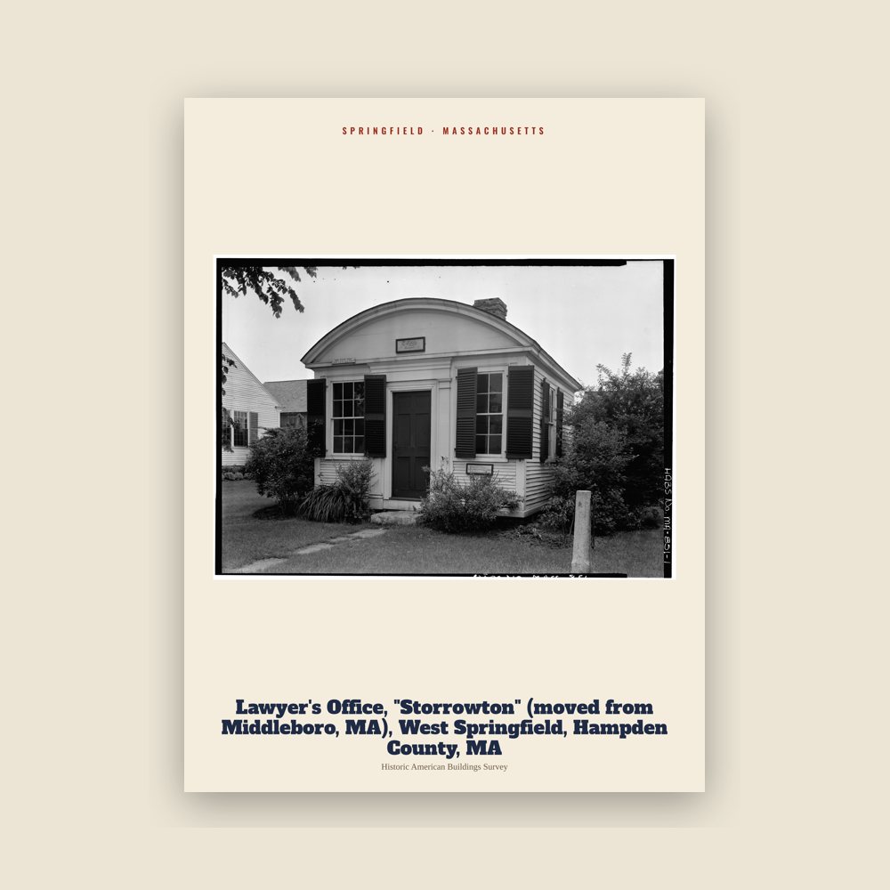 Springfield Lawyer's Office, "Storrowton" (moved from Middleboro, MA), West Springfield, Hampden County, MA Archive Print