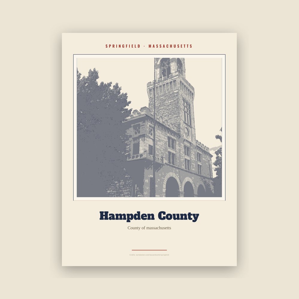 Springfield Hampden County Landmark Print
