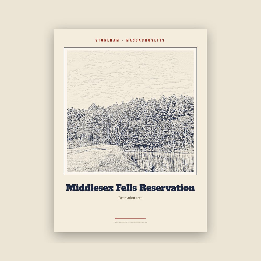 Stoneham Middlesex Fells Reservation Landmark Print