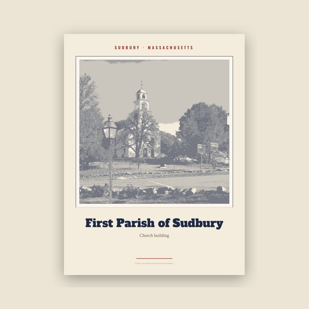 Sudbury First Parish of Sudbury Landmark Print