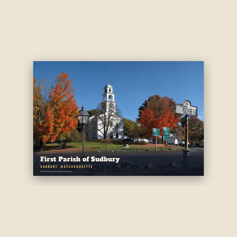 Sudbury First Parish of Sudbury Postcard