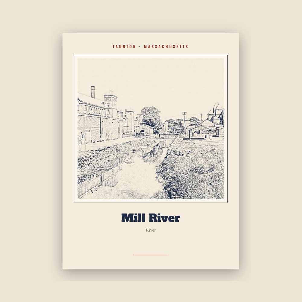Taunton Mill River Landmark Print