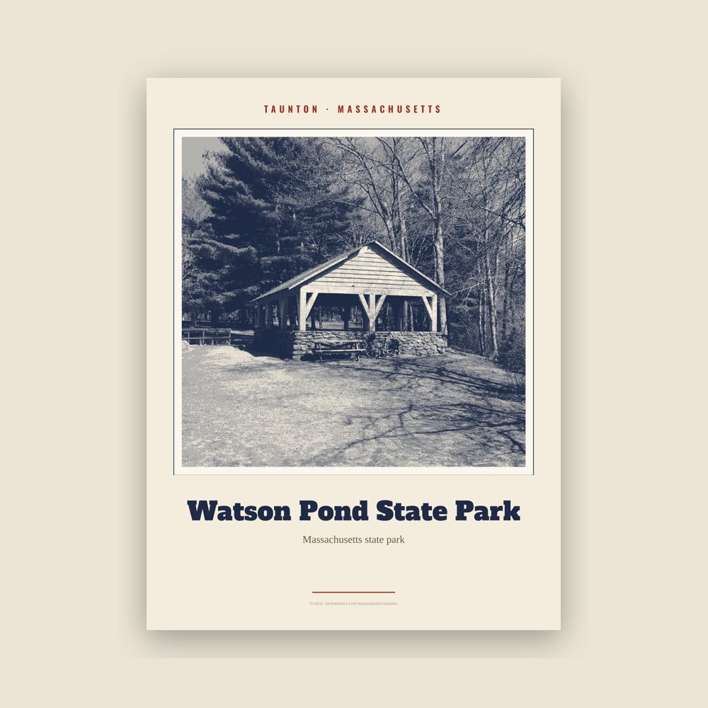 Taunton Watson Pond State Park Landmark Print