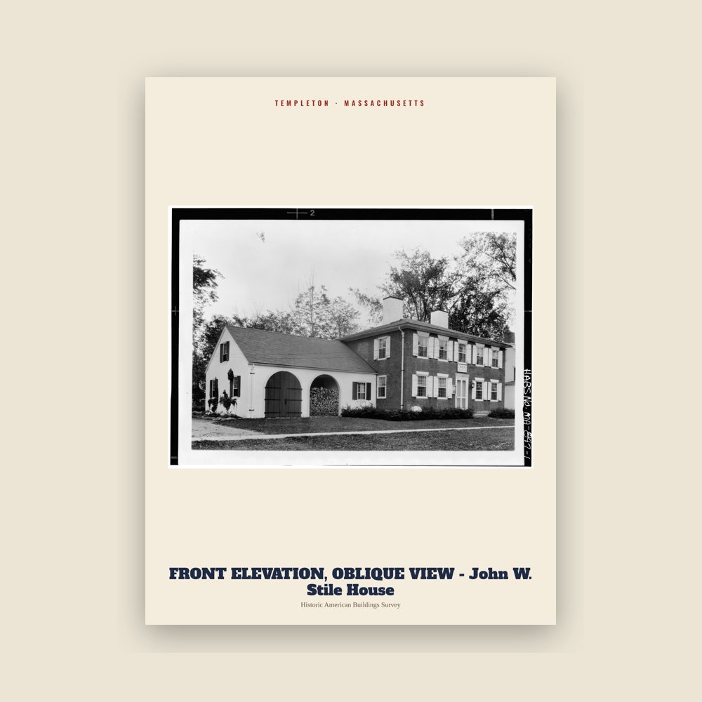 Templeton FRONT ELEVATION, OBLIQUE VIEW - John W.  Stile House Archive Print