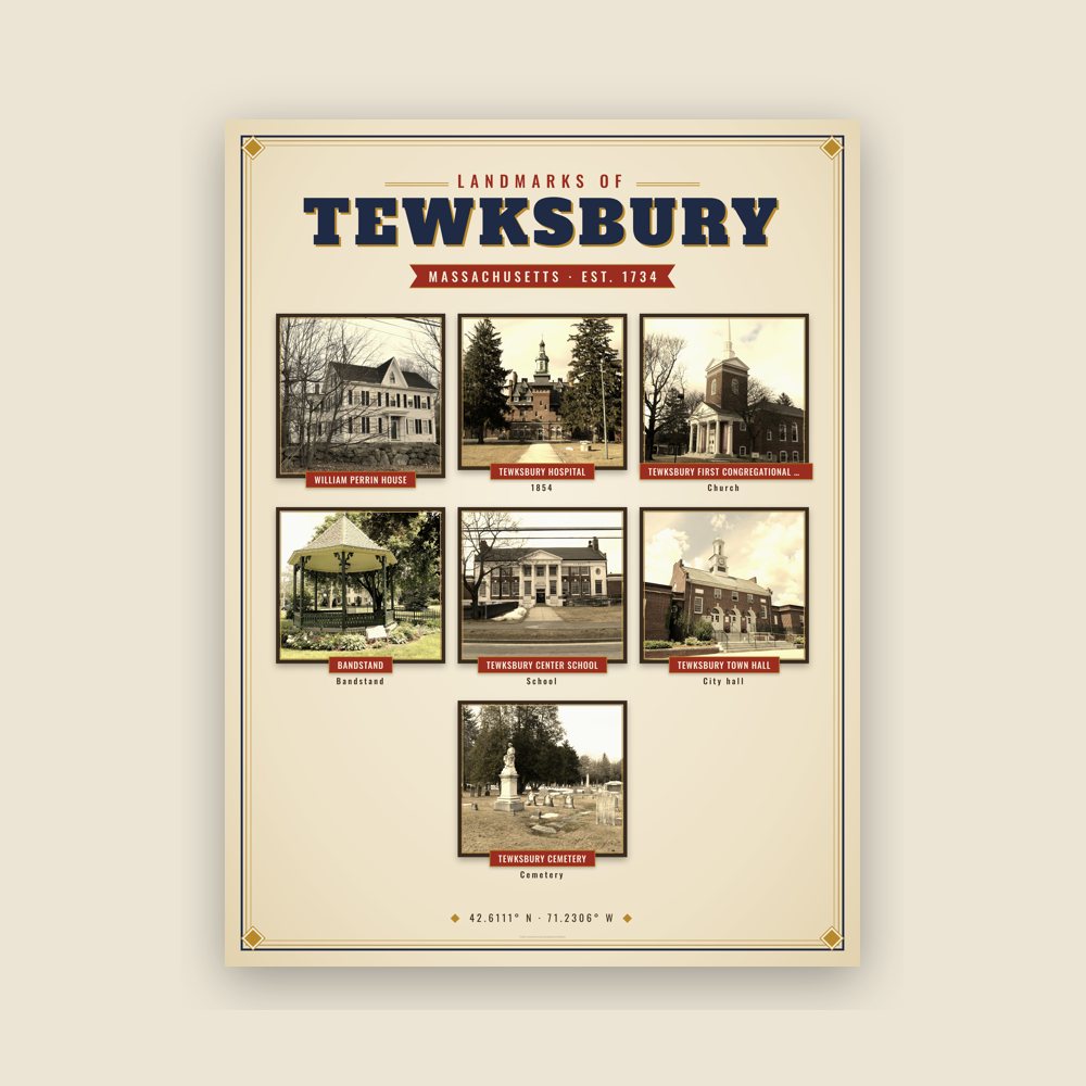 Tewksbury Landmarks Photo Poster