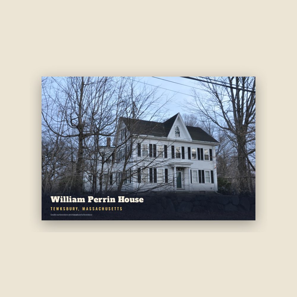 Tewksbury William Perrin House Postcard
