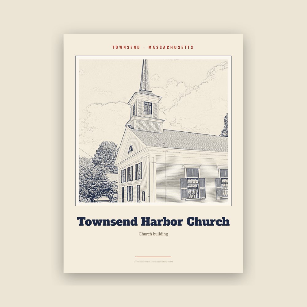 Townsend Townsend Harbor Church Landmark Print