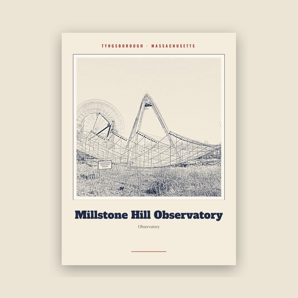 Tyngsborough Millstone Hill Observatory Landmark Print