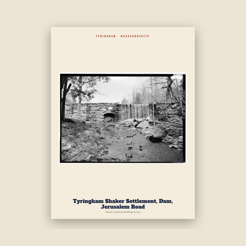 Tyringham Tyringham Shaker Settlement, Dam, Jerusalem Road Archive Print