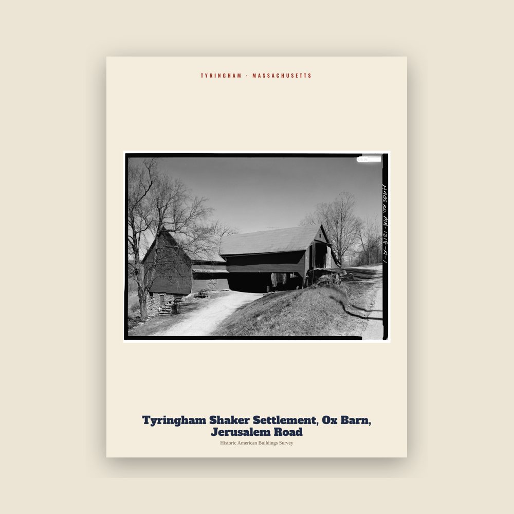 Tyringham Tyringham Shaker Settlement, Ox Barn, Jerusalem Road Archive Print