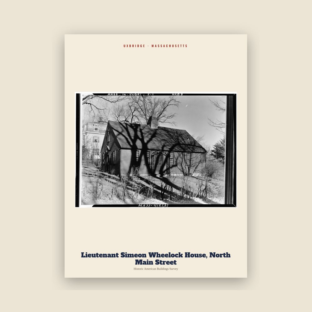 Uxbridge Lieutenant Simeon Wheelock House, North Main Street Archive Print
