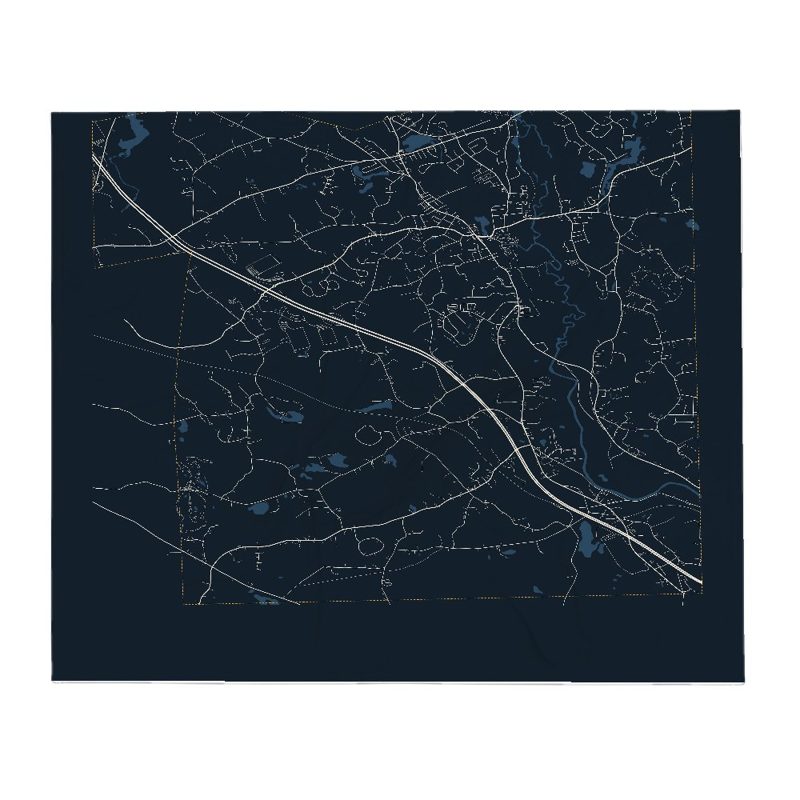 Uxbridge Street Map Throw Blanket