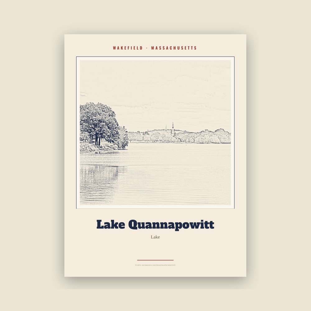 Wakefield Lake Quannapowitt Landmark Print