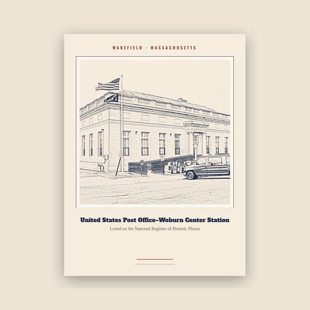 Wakefield United States Post Office–Woburn Center Station Landmark Print