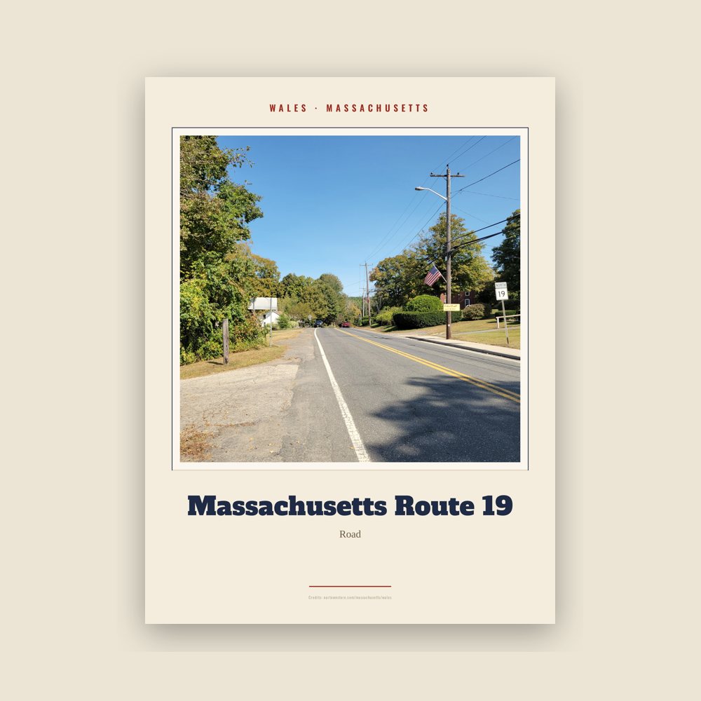 Wales Massachusetts Route 19 Landmark Print