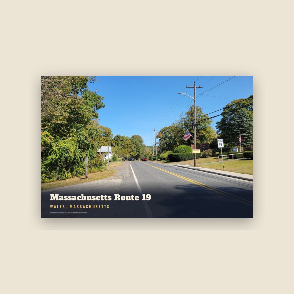 Wales Massachusetts Route 19 Postcard