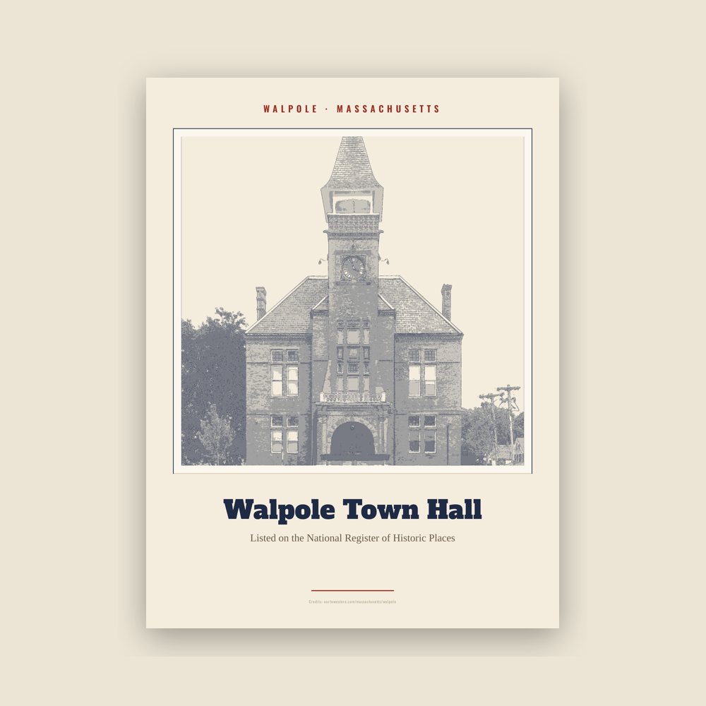 Walpole Walpole Town Hall Landmark Print