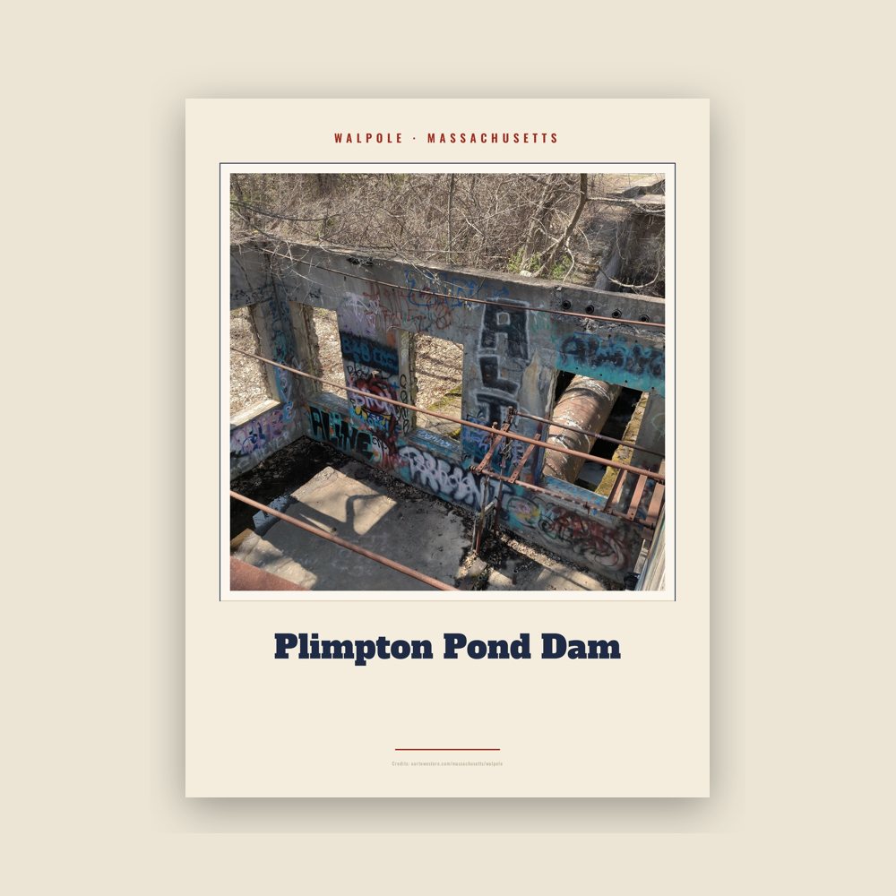 Walpole Plimpton Pond Dam Landmark Print