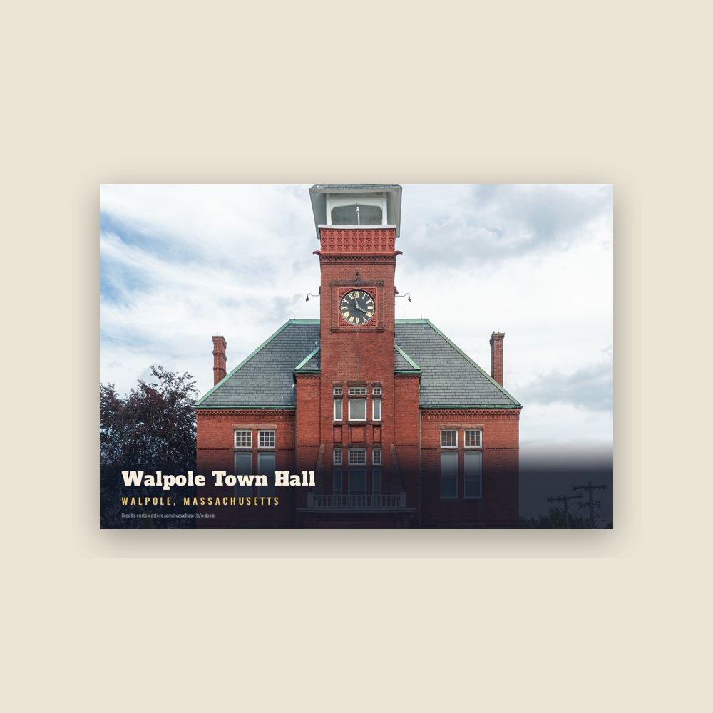 Walpole Walpole Town Hall Postcard