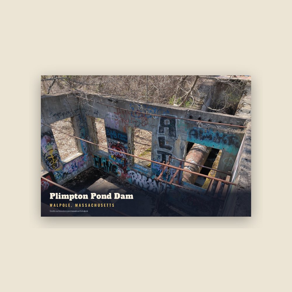Walpole Plimpton Pond Dam Postcard